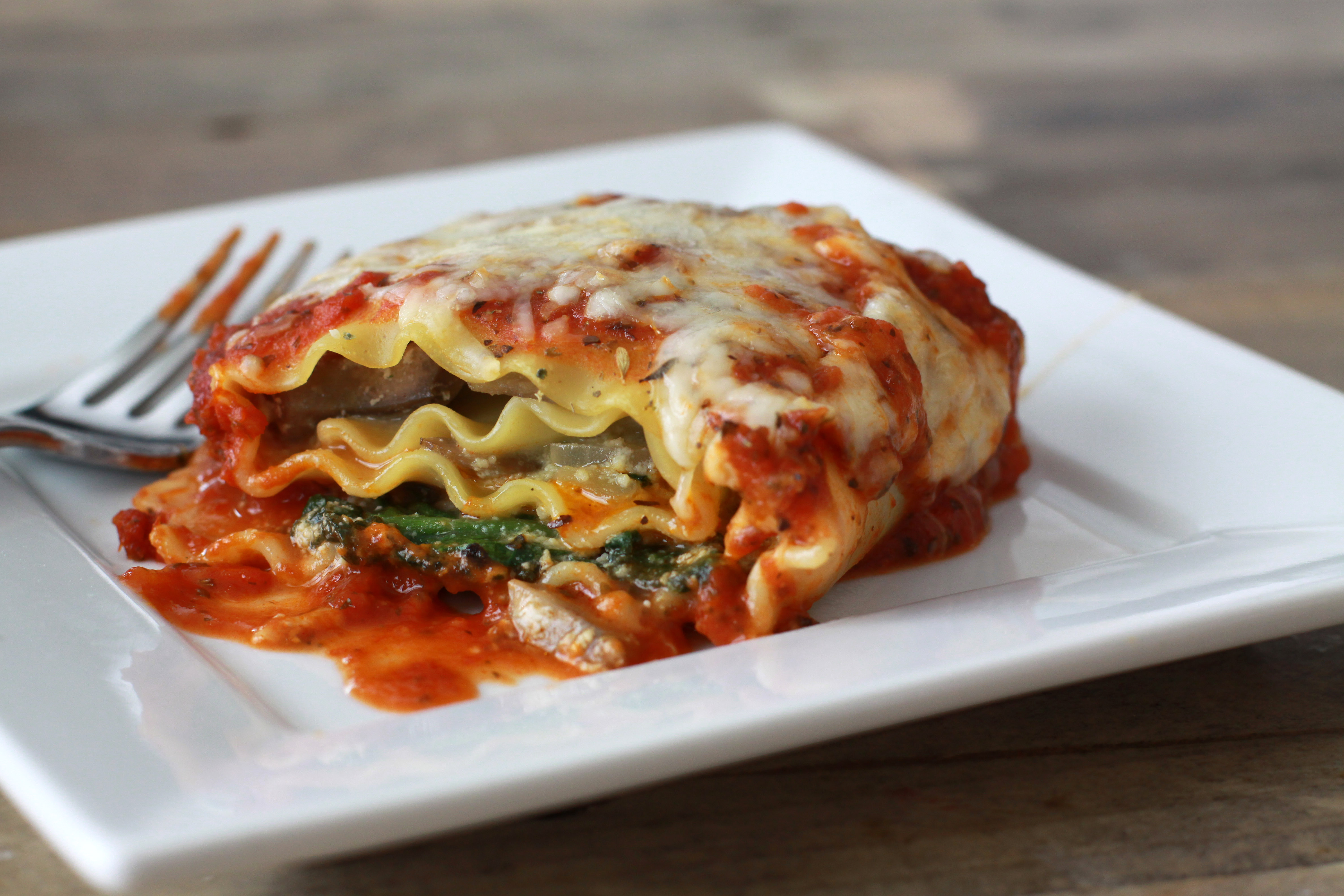 Rolled Spinach and Mushroom Lasagna - Espresso and Cream